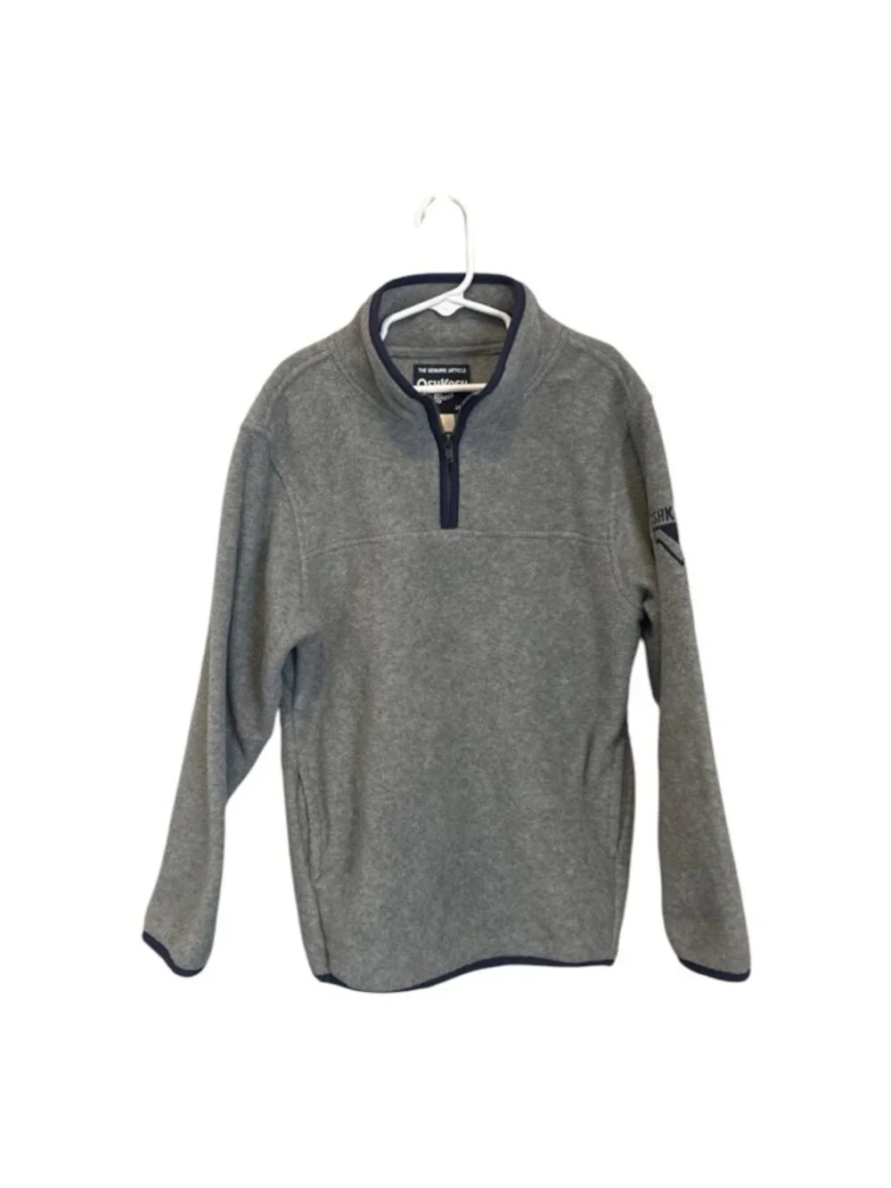 OshKosh B'gosh Boys Soft Cozy Fleece 1/4 Zip Pullover, Grey & Blue, Size 8